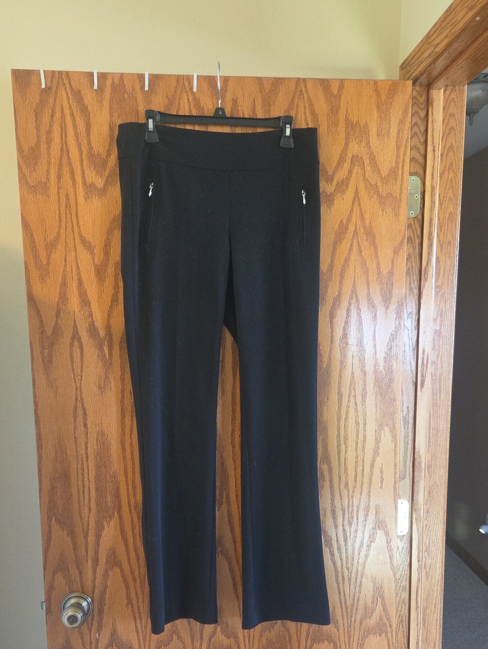 Soho Black Wide-Leg Pull-On Pants with Zip Pockets